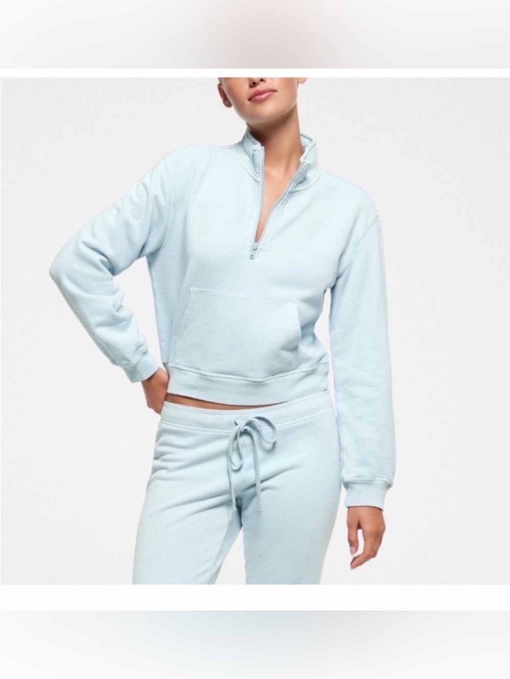 SKIMS FRENCH TERRY SHRUNKEN HALF ZIP STYLE: PL-PLO-6115W COLOR: OPAL SIZE: XL
